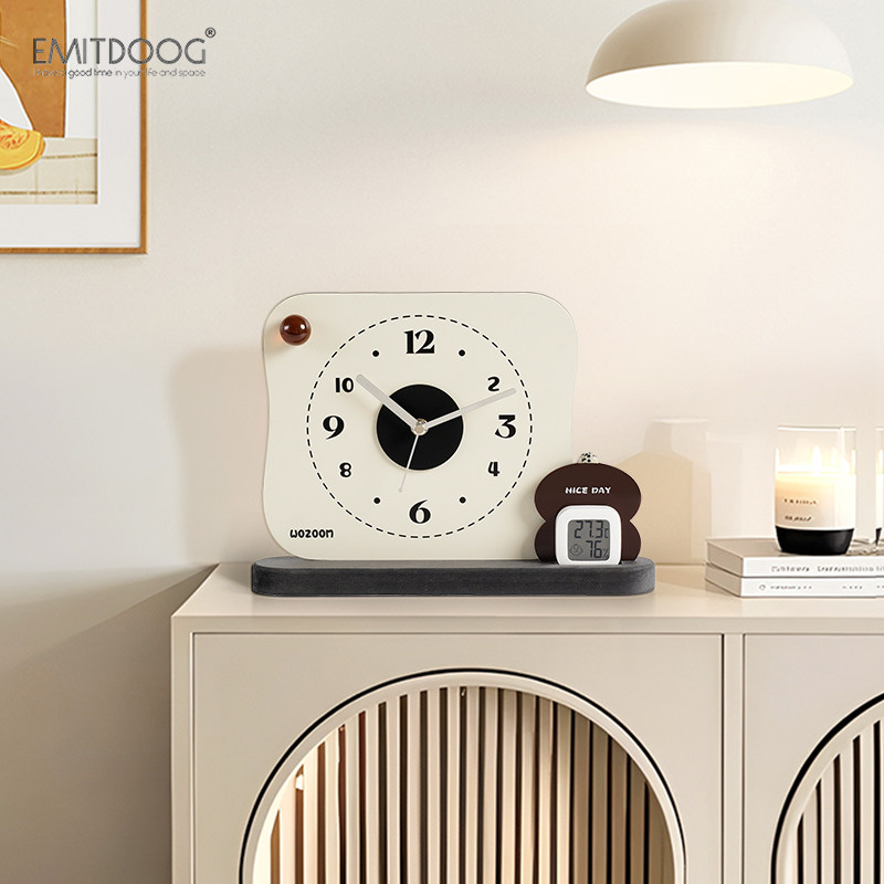 EMITDOOG入户玄关温湿度时钟摆件家居客厅装饰品创意摆放式座钟,淘宝优惠券,粉丝福利购,淘宝优惠卷