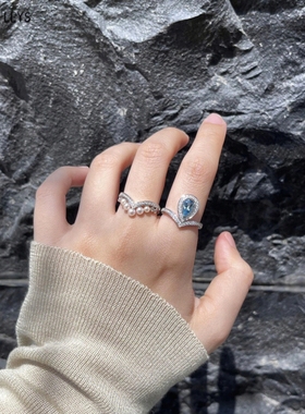 CHANT约瑟芬水滴海蓝宝戒指