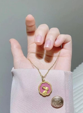 调太幅Solovc小兔子项链蜜粉金