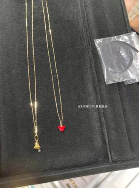 18K金铃铛项链女黄金纯银