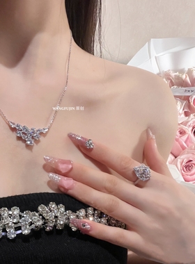 锦簇花簇钻石项链水滴露珠