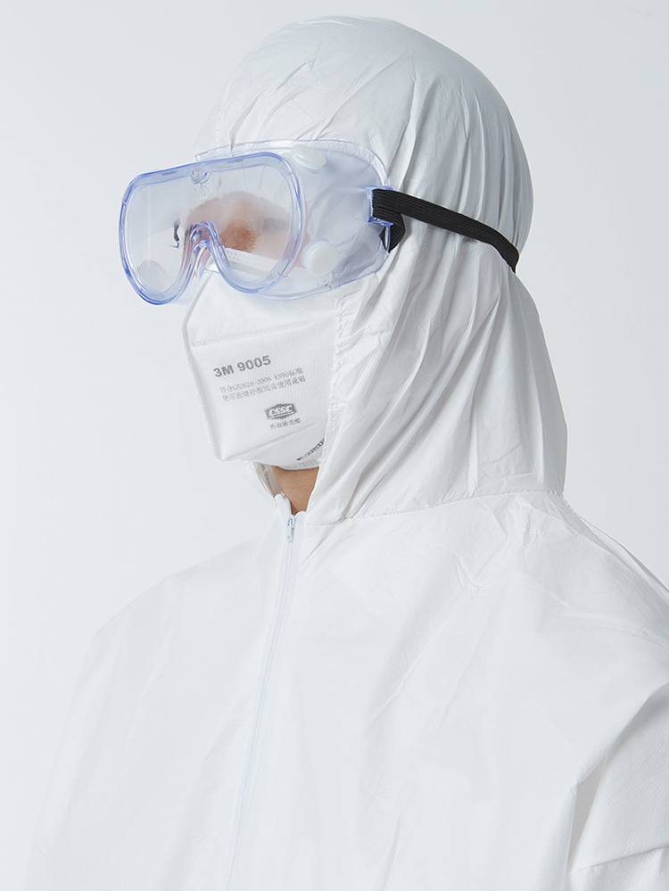 加厚SF一次性无纺布防护服覆膜防水连体带帽喷漆防尘化学实验服