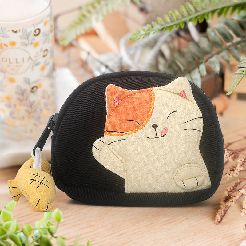 kine猫 贪吃猫双层拉链零钱包卡通可爱布艺小巧硬币口红收纳包女,淘宝优惠券,粉丝福利购,淘宝优惠卷