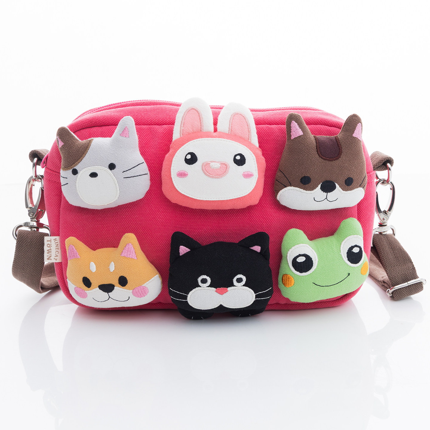 Kine猫新款 立体森林动物头斜挎包棉布女士学生校园个性小方包包,淘宝优惠券,粉丝福利购,淘宝优惠卷