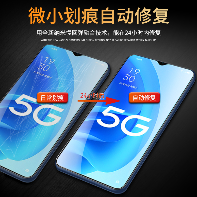 oppoa55手机膜5G全屏全覆盖保护0pp0a55s水凝膜全包边抗蓝光a55钢化膜防摔防爆屏保opop高清软膜防指纹无白边-图2