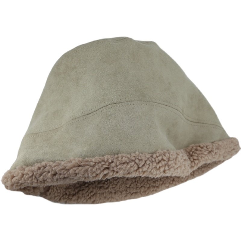 Lion~秋冬日本设计羊羔毛麂皮绒渔夫帽盆帽休闲保暖牛油果绿,淘宝优惠券,粉丝福利购,淘宝优惠卷