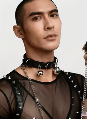 铃铛牵引绳项圈女小狗choker项链
