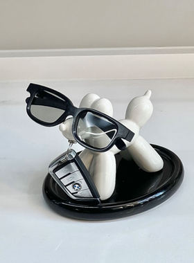 北欧可爱气球狗进门玄关装饰托盘钥匙摆件入户放钥匙置物架收纳