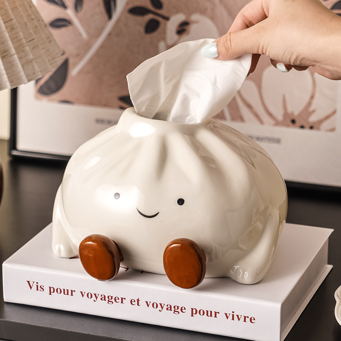 新款可爱包子纸巾盒家用客厅陶瓷创意抽纸盒桌面茶几装饰摆件收纳,淘宝优惠券,粉丝福利购,淘宝优惠卷