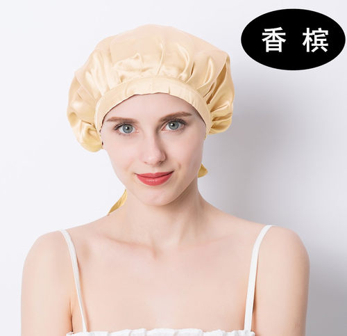 包邮100％透气真丝桑蚕丝丝绸睡帽/产妇帽/美发帽润发护发月子帽 - 图1