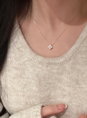 简约甜美四叶草吊坠项链女配饰轻