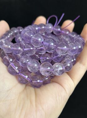 2026天然高透紫水晶手串素单圈百搭巴西紫水晶圆珠女手链饰品工厂
