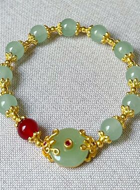 2026新款转运平安扣仿天然和田玉手链女轻奢复古生日礼物闺蜜手饰