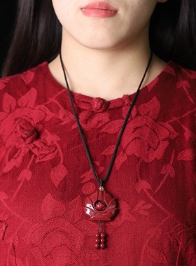 2026辰世朱砂九转莲花吊坠女款紫金砂项饰品本命年红色项坠