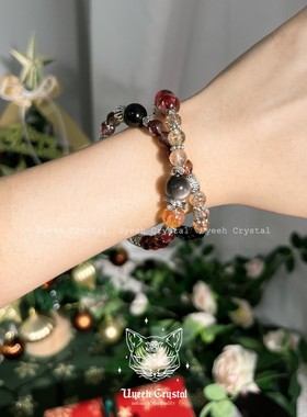 2026“魔术师”王家儿项炼双圈手镯小众原装胶花水晶黑曜石藏银潮