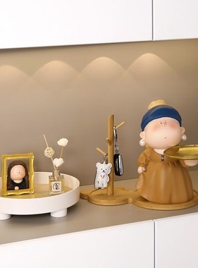 2026新饰名居进门入户玄关钥匙收纳装饰品戴珍珠耳环少女托盘客厅