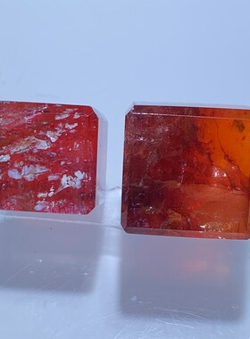 天然巴西原色胶花方糖单珠红鸩羽矿种红幽灵配饰异象水晶饰品男女