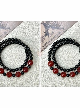 2026「半城山水」相思红豆手链新中式古风双层叠戴手串闺蜜情侣手