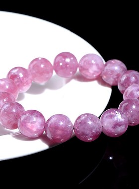 2026玖玺雅水晶 天然粉紫祖母晶圆珠手链 紫色祖母晶散珠手串 厂