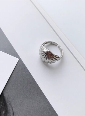 2026海洋气息贝壳造型欧泊石ins风戒指女小众设计简约指环不掉色