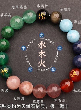 2026多属性五行缺补喜金水木火土手链男女款天然水晶多宝平衡能量