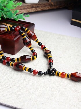 2026红玛瑙项链长款毛衣链勒子天珠毛衣链 竹节缠丝玛瑙 景区玉器