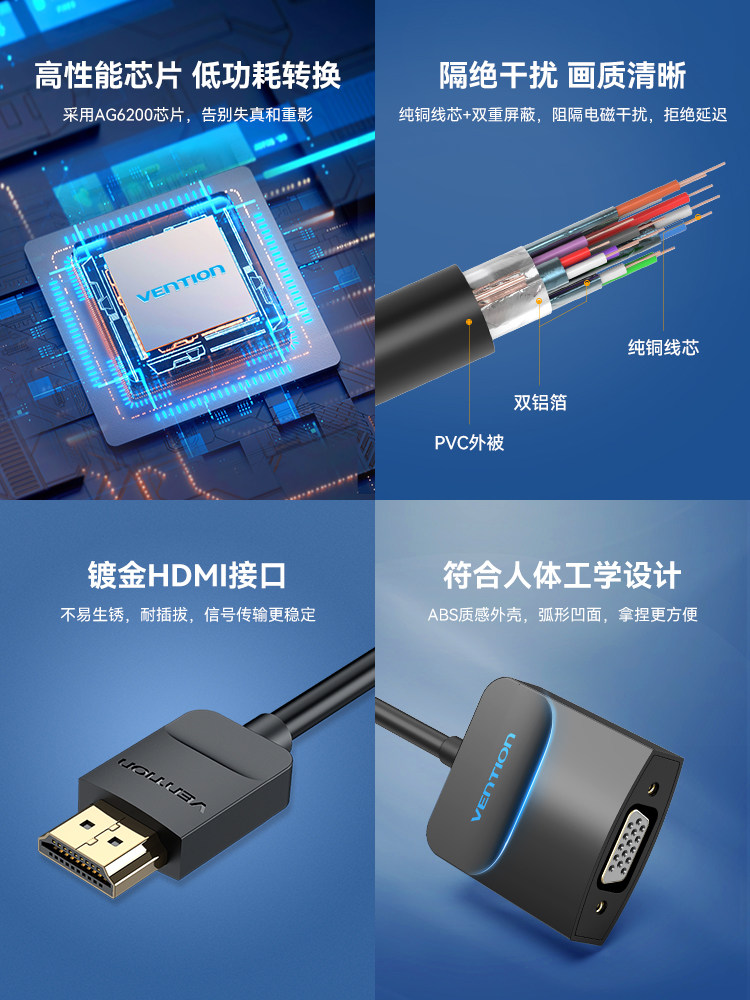 威迅hdmi转vga转换器投影仪显示器转接头笔记本电脑台式vga转接线,淘宝优惠券,粉丝福利购,淘宝优惠卷
