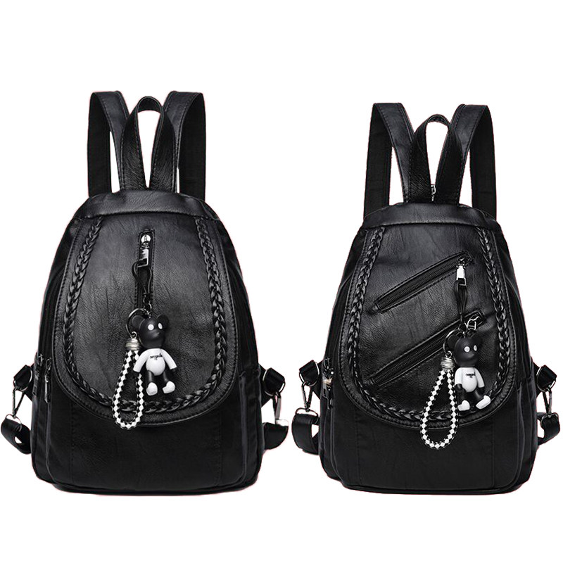 双肩包女2020休闲软皮旅行小书包 爱惜莲双肩背包