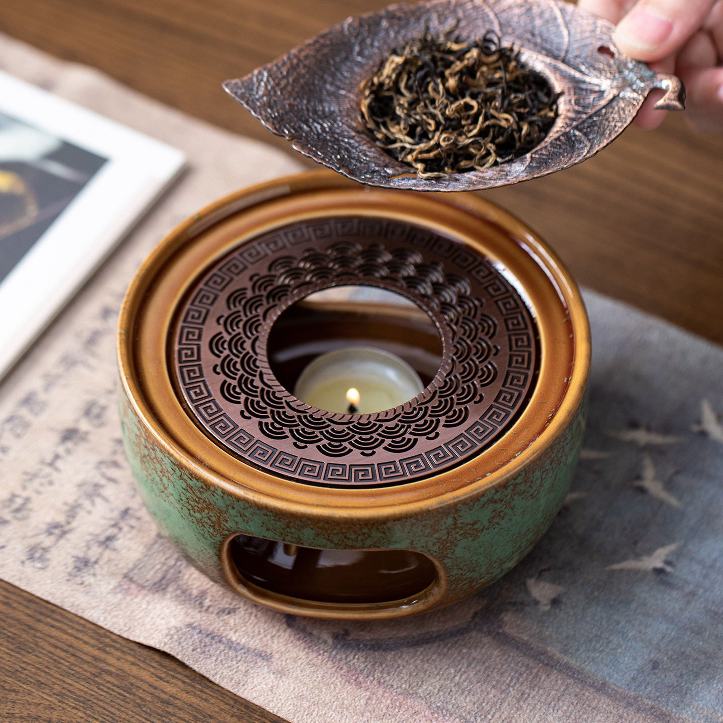 鑫裕源陶瓷温茶炉套装家用陶瓷茶炉小蜡烛加热煮茶保温明火提香器,淘宝优惠券,粉丝福利购,淘宝优惠卷