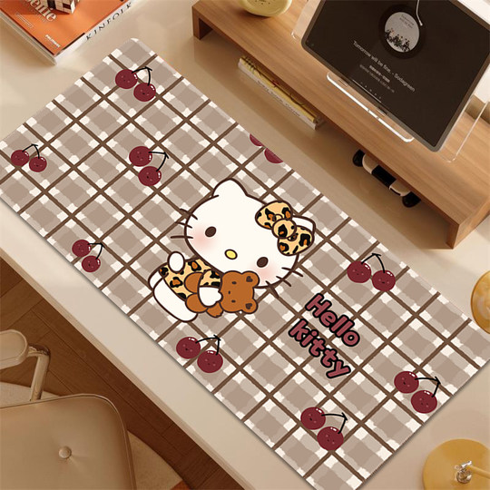 秋冬棕色系鼠标垫超大女生高颜值办公室桌垫凯蒂猫电脑键盘垫定制