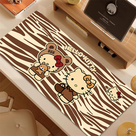 秋冬棕色系鼠标垫超大女生高颜值办公室桌垫凯蒂猫电脑键盘垫定制