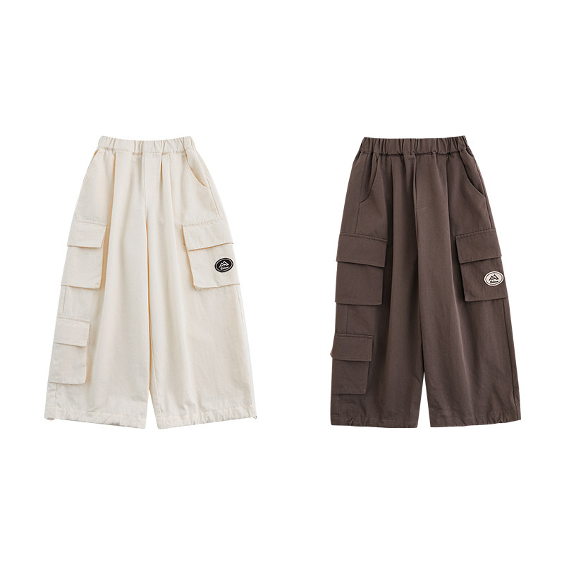 幼悠男童2025春季新款简约时尚工装裤宽松休闲户外百搭儿童裤子潮,淘宝优惠券,粉丝福利购,淘宝优惠卷