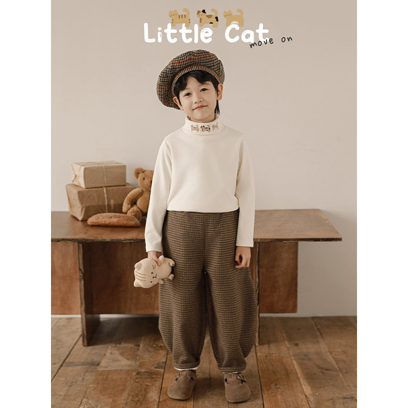 幼悠男童2025新款长袖猫咪高领t恤秋冬款亲肤柔软保暖儿童打底衫,淘宝优惠券,粉丝福利购,淘宝优惠卷