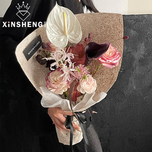 芯苼 手工树皮纸 高级感鲜花花束手工DIY复古包花纸花艺包装资材 - 图2