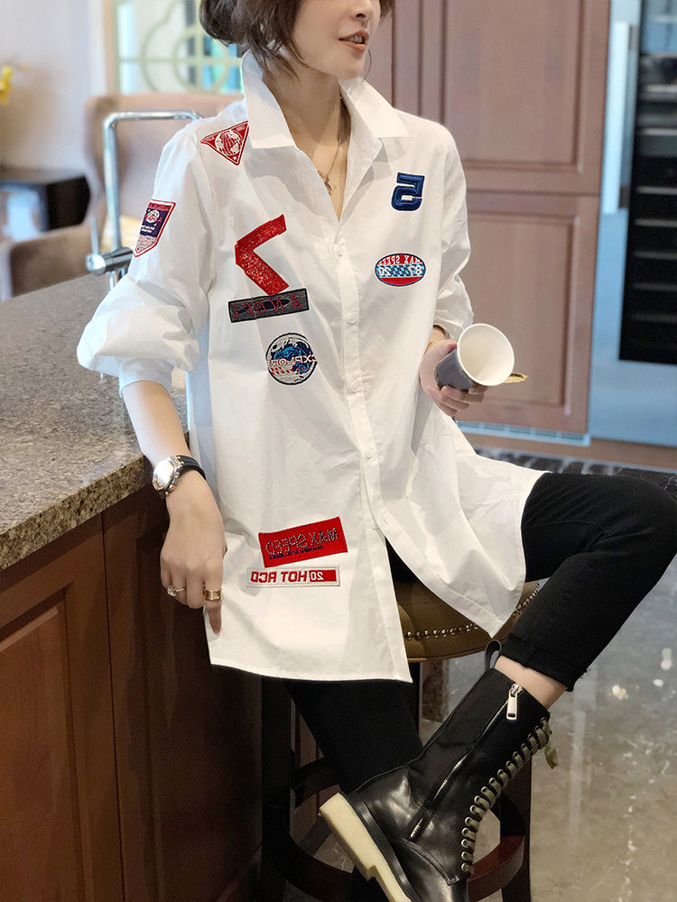 韩国中长款薄款宽松洋气欧货早衬衫 haadid衬衫