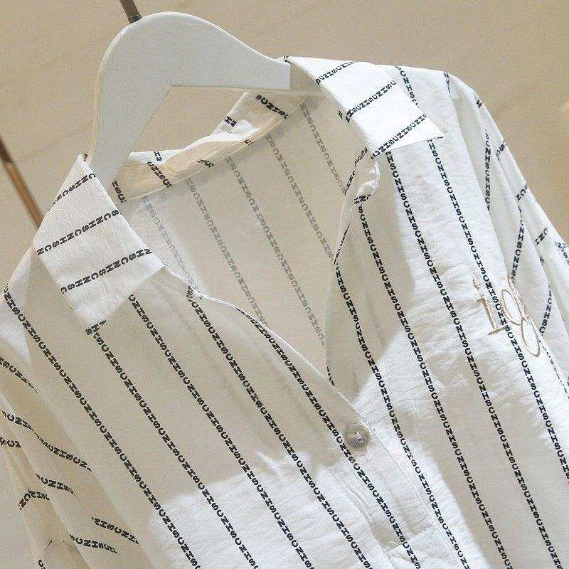 韩国条纹2020春秋新款韩版字母衬衫 haadid衬衫