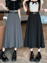 South Korea High waist 100 pleats in length skirt half body dress Women summer 2024 new 100 hitch A character suit skirt