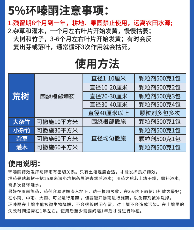 环嗪酮哃酮强力除草剂灌木竹子专用长草杂草树木撒施颗粒烂根粉剂 - 图2