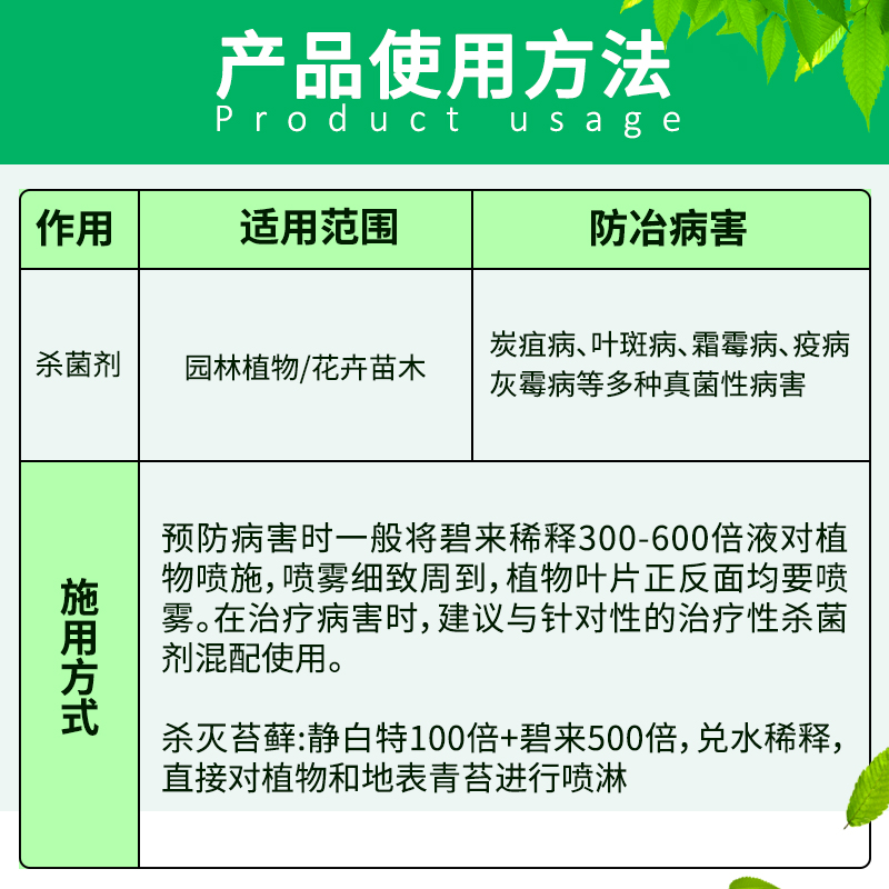 国光百菌清碧来悬浮剂锈病霜霉病叶斑病炭疽病白粉病广谱性杀菌剂 - 图2