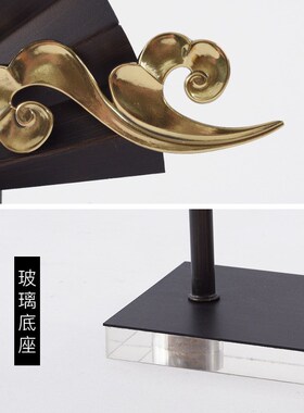 新品新中式金属祥云扇摆件样板房售楼F处软装摆设博古架客厅玄关