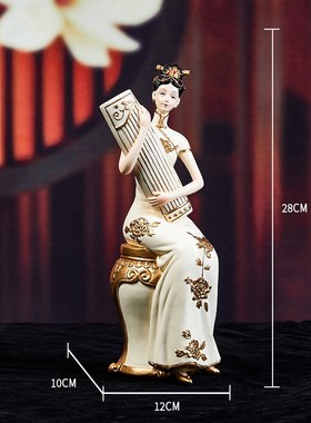新款新中式古风e仕女摆件创意国风客厅玄关N酒柜酒店餐桌中间高端