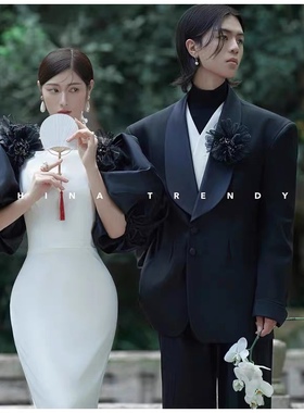 中式工笔画拍照道具迷你白色