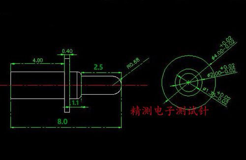 电流电池针4.0x8.0mm弹簧导电针4.0测试顶针 圆头顶针 铜镀金 - 图0