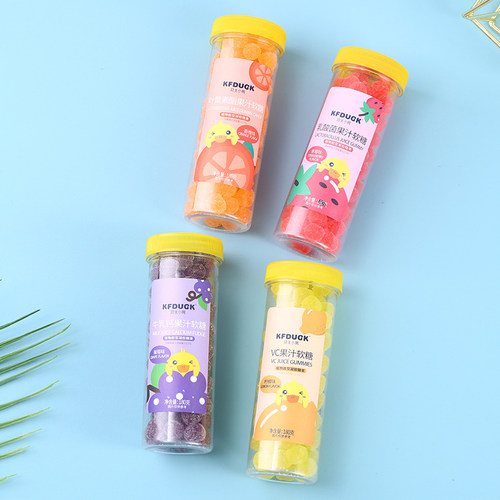 功夫小鸭软糖儿零食水果味VC软糖乳酸菌糖果趣味软糯180g*1罐 - 图1