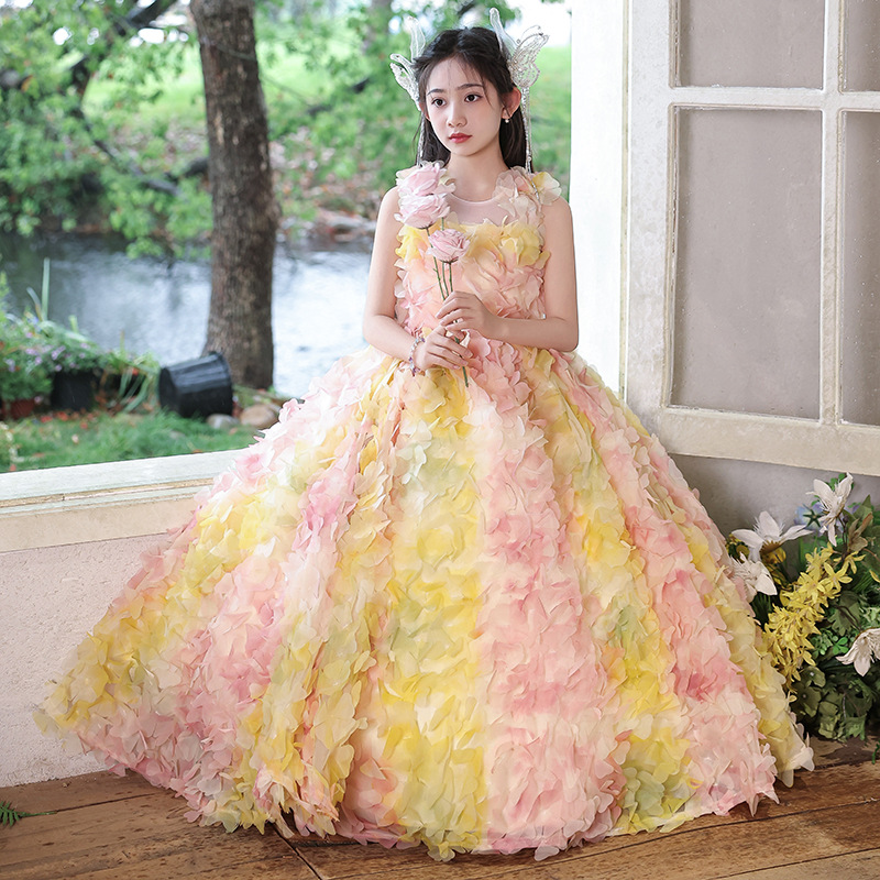 中大儿童礼服青少年连衣裙花仙子生日公主裙女童钢琴演出服主持人 - 图2