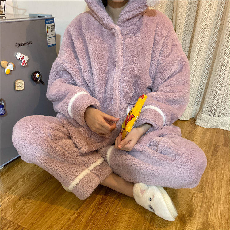 珊瑚绒睡衣女冬季加厚加绒保暖套装学生可爱卡通毛绒绒秋冬家居服,淘宝优惠券,粉丝福利购,淘宝优惠卷