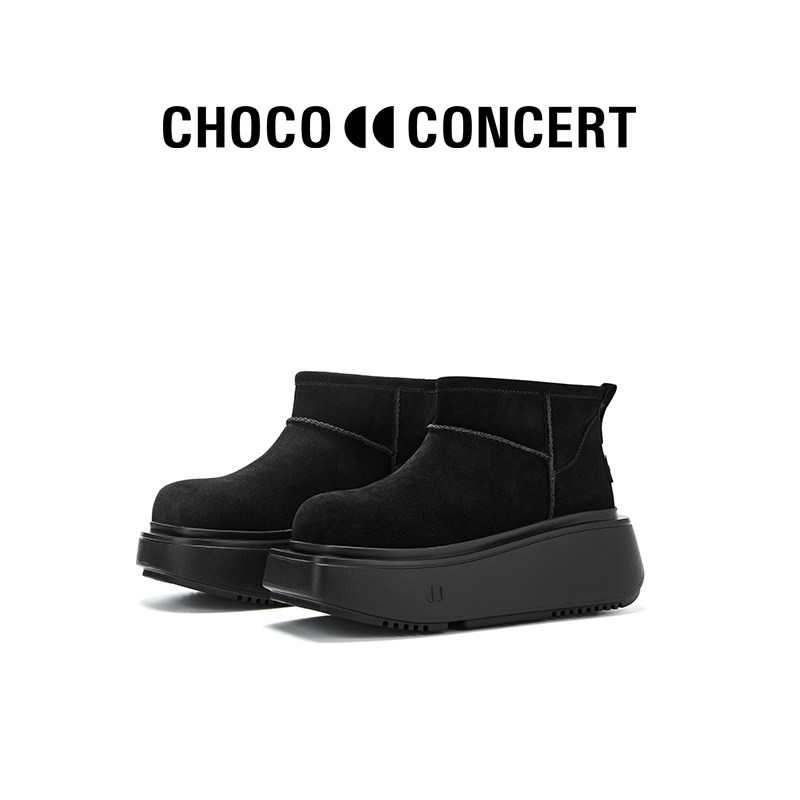CHOCOCONCERT圆方不对称雪地靴女冬季-折啊网