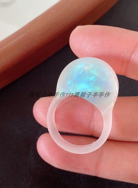 超梦幻新款日系订单款戒指！磨砂质感夸张小众个性亚文化银箔幻彩