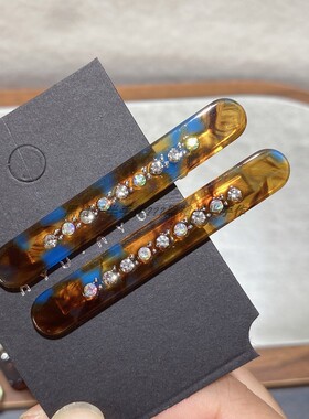 2个装~细条醋酸点钻发夹侧边鸭嘴夹刘海发卡基础百搭小众设计感