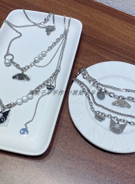 钛钢项链趣味小众卡通吊坠手链项链